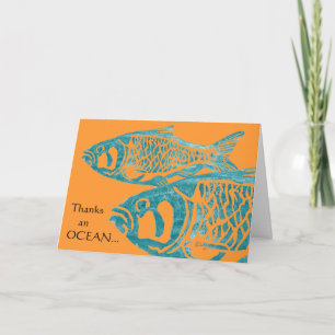 Funny Blue Fish Thank You Cards / Notecards