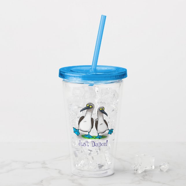 Funny blue footed boobies dancing cartoon acrylic tumbler (Back Ice)