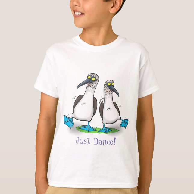 Funny blue footed boobies dancing cartoon T-Shirt (Front)
