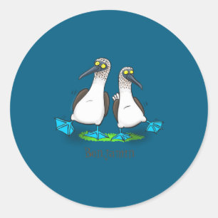 Funny Blue Footed Ies Cartoon Illustration Classic Round Sticker