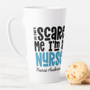 Funny blue girly nurse typography thank you modern latte mug