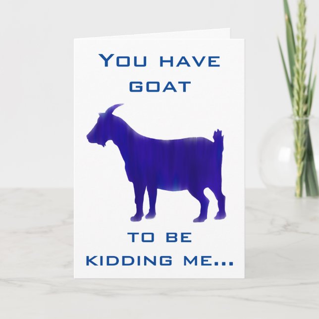 Funny Blue Goat Happy Birthday Card (Front)