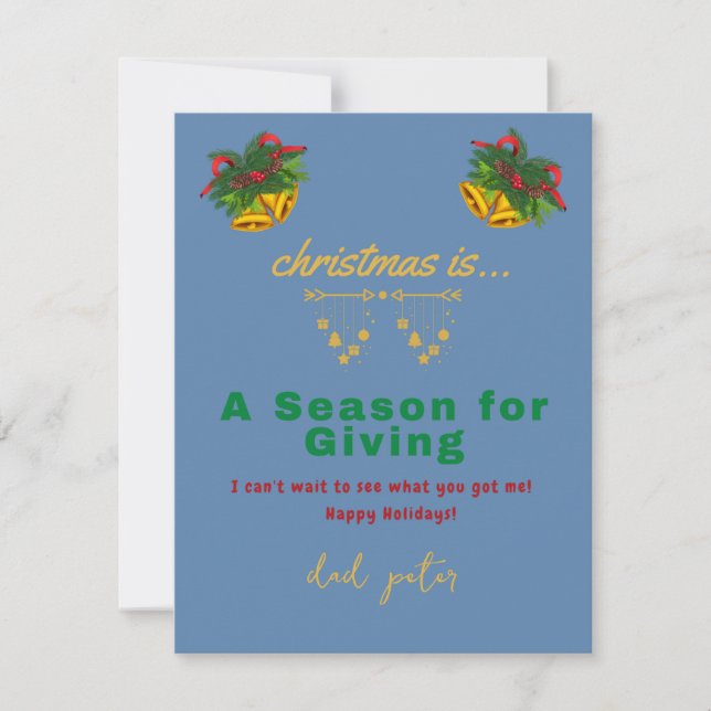 funny blue handwritting christmas holiday card (Front)