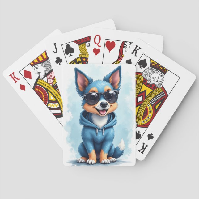 Funny Blue Heeler Kawaii Dog Playing Cards (Back)