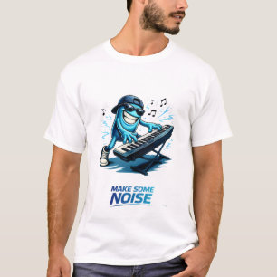 Funny Blue Keyboard Player Character Music  T-Shirt