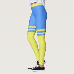 Funny Blue Leggings Faux Yellow Ower Knee Socks