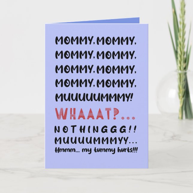 Funny Blue Mummy Modern Typography Mother's Day Holiday Card (Front)