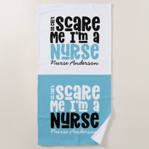 Funny blue nurse typography thanks you modern beach towel