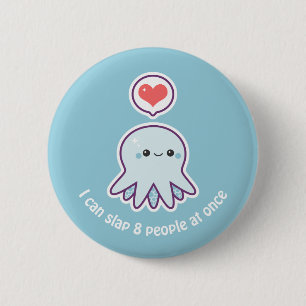 Funny Blue Octopus 6 Cm Round Badge