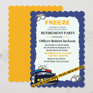 Funny Blue Police Officer Retirement Party Invita Invitation