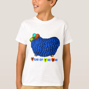 Funny Blue Ram Chinese New Year Zodiac Kids Sweat T-Shirt
