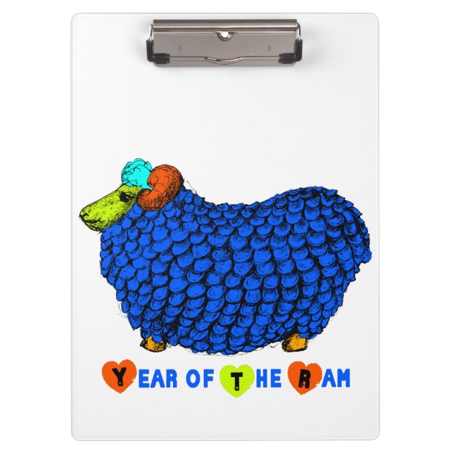 Funny Blue Ram Chinese Year Zodiac Clipboard (Front)