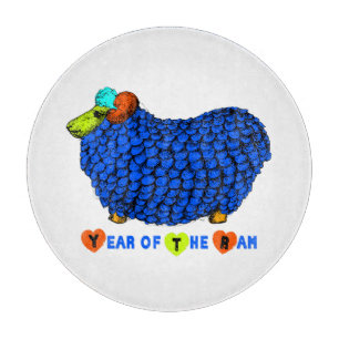 Funny Blue Ram Chinese Year Zodiac Cutting Board