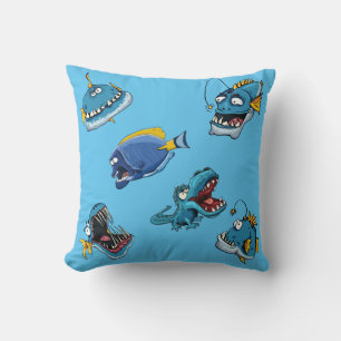 Funny Blue Sea Monster Fish Shark Kid Pillow Night