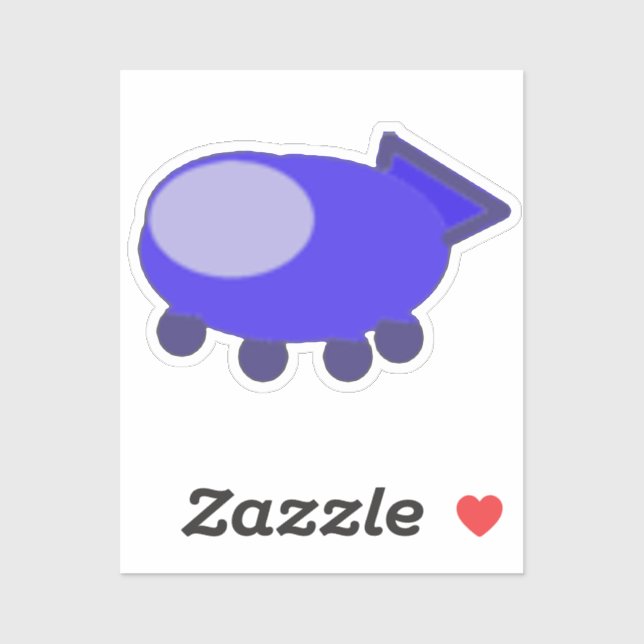 Funny Blue Spaceship Sticker (Sheet)