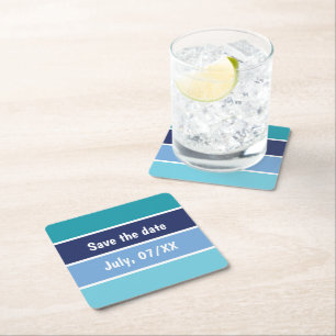 Funny Blue Striped Square Paper Coaster