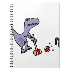 Funny Blue T-Rex Dinosaur Playing Croquet Notebook