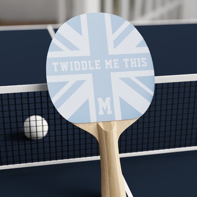 Funny Blue Union Jack Flag Ping Pong Paddle (Add your initial and funny quote)