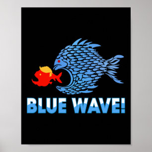 Funny Blue Wave 2024 Big Fish Eat Little Fish Trum Poster
