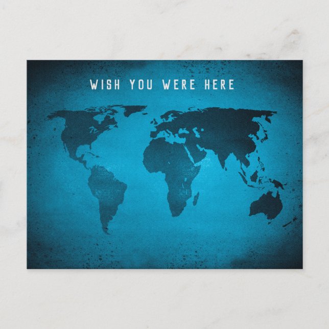 Funny blue world map postcard (Front)