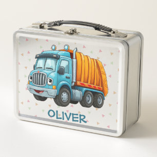 Funny Blue Yellow Dump Truck Metal Lunch Box