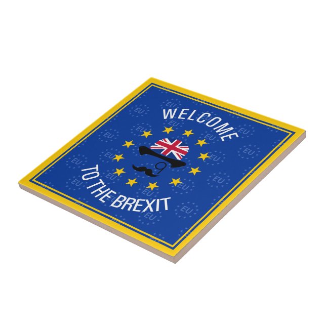 Funny Blue Yellow European Union Brexit Art Tile (Side)