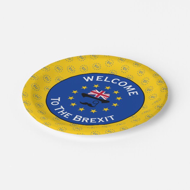 Funny Blue Yellow European Union Brexit Vector Paper Plate (Angled)