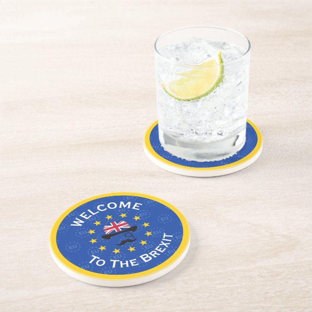 Funny Blue Yellow European Union Jack Pun Coaster (Side)