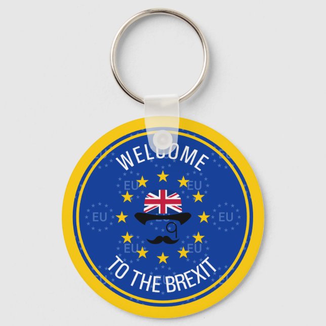 Funny Blue Yellow European Union Jack Pun Key Ring (Front)