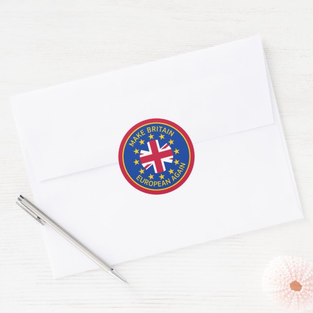 Funny Blue Yellow Red European Union Jack Logo Classic Round Sticker (Envelope)