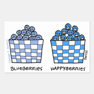 Funny Blueberries Happyberries Foodie Cartoon  Rectangular Sticker