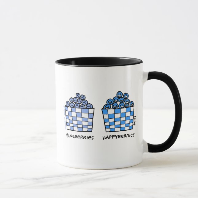 Funny Blueberries Happyberries Happy Blues Cartoon Mug (Right)