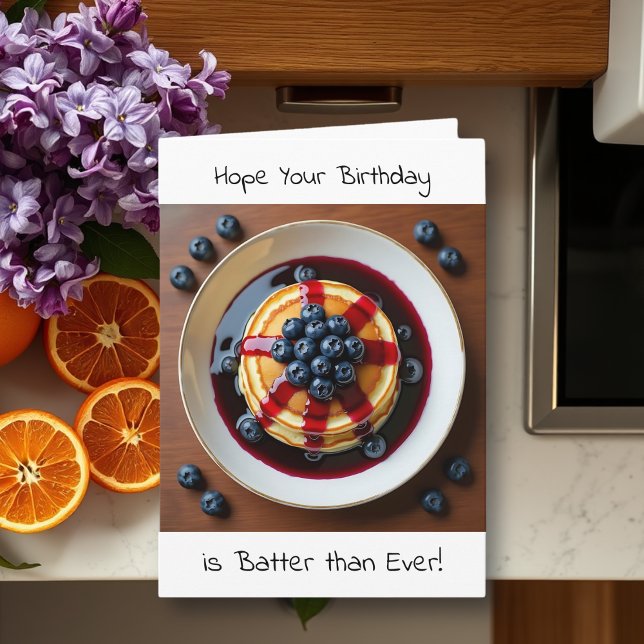 Funny Blueberry Pancakes Pun | Happy Birthday Card (Creator Uploaded)