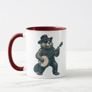 Funny Bluegrass Beaver Vintage Country Music Art Mug