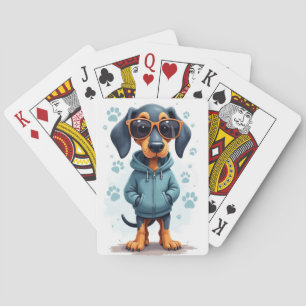 Funny Bluetick Coonhound Kawaii Dog Playing Cards
