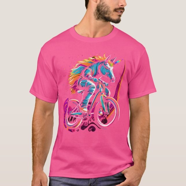 Funny Bmx Unicorn Bike Magic Bicycle Rider T-Shirt (Front)