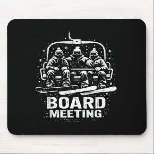 Funny Board Meeting Snowboard Ski Lift Skier Winte Mouse Mat