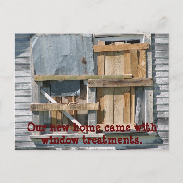 Funny Boarded Up Window We Moved New Address Cards (Front)