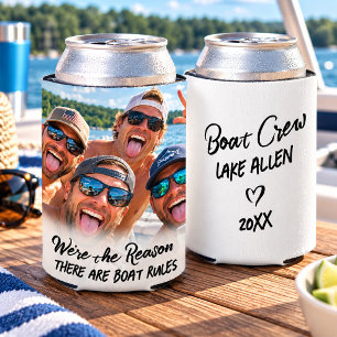 Funny Boat Crew Custom Photo Lake Trip Can Cooler