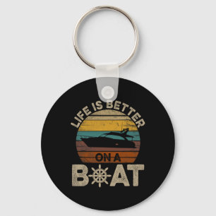 Funny Boating Retro Gifts Life Is Better On A Boat Key Ring