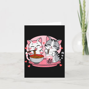 Funny Boba Ramen Cats Kawaii Anime Japan Cute Neko Card