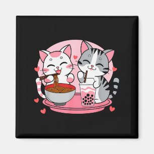 Funny Boba Ramen Cats Kawaii Anime Japan Cute Neko Magnet