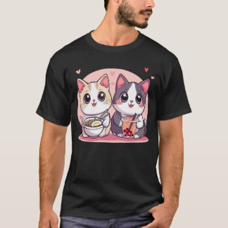 Funny Boba Ramen Cats Kawaii Anime Japan Cute Neko T-Shirt