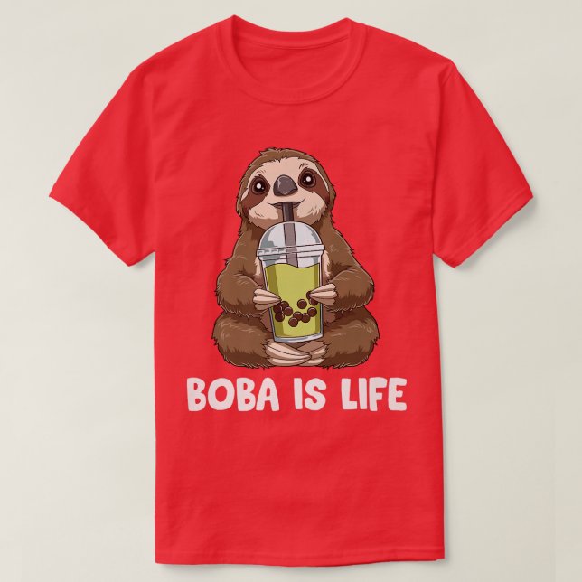 Funny Boba Tea - Kawaii Bubble Tea Sloth 930 T-Shirt (Design Front)