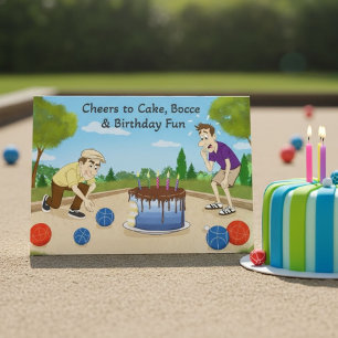 Funny Bocce Ball Birthday Cake Competition Card