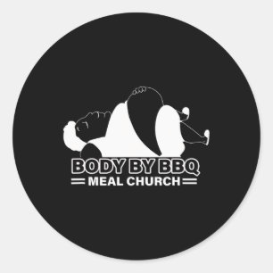 Funny Body By Bbq Vintage Meat Church  Classic Round Sticker