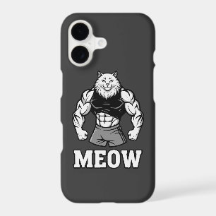 Funny bodybuilder cat showing off massive muscles