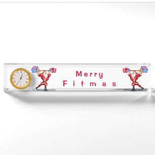 Funny Bodybuilder Santa Christmas Desk Plate Gift