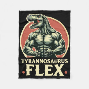 Funny Bodybuilder Tyrannosaurus Flex Gym T-rex Din Fleece Blanket