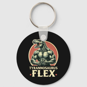 Funny Bodybuilder Tyrannosaurus Flex Gym T-rex Din Key Ring